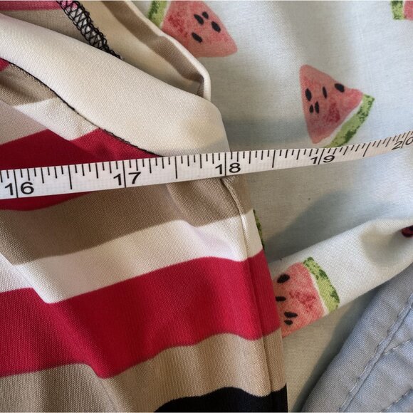 ⭐ 3/$15 Tommy Hilfiger Medium White Black Pink Tan Stripe Ruched Blouse Tank Top - Picture 9 of 9